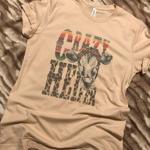 Crazy heifer T-shirt with serape and leopard